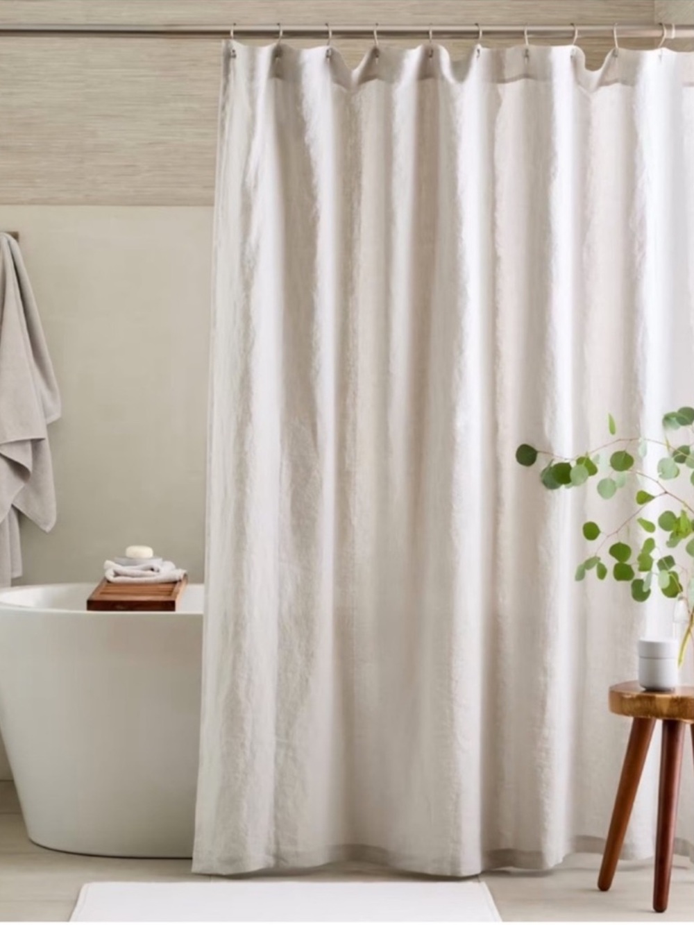 NWT QUINCE European Linen Shower Curtain Light Grey 9105